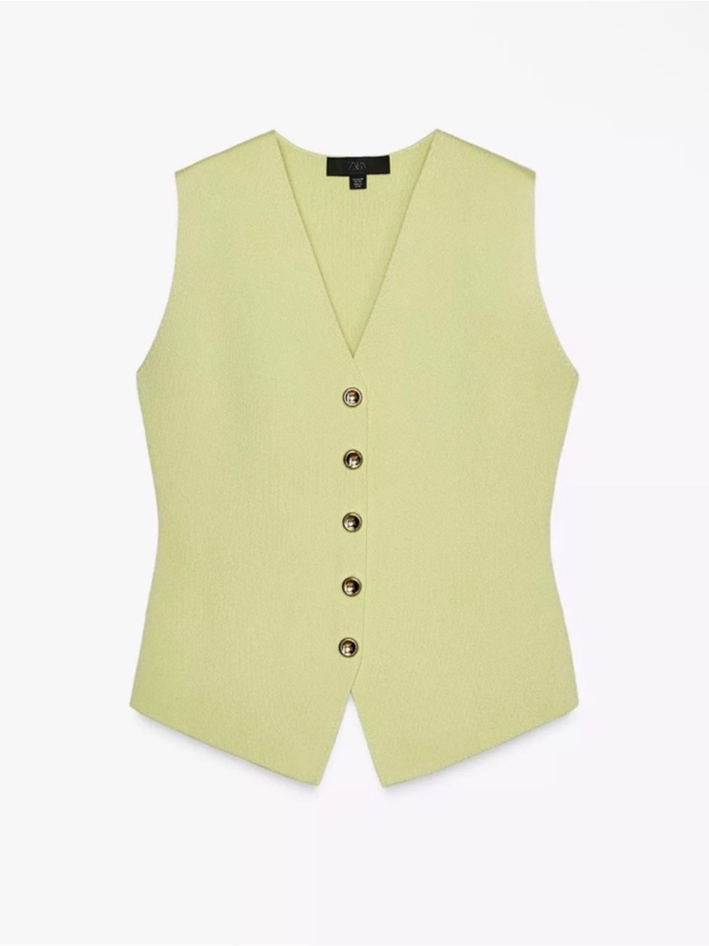 Zara - Button-Front Vest in Lime Green MED